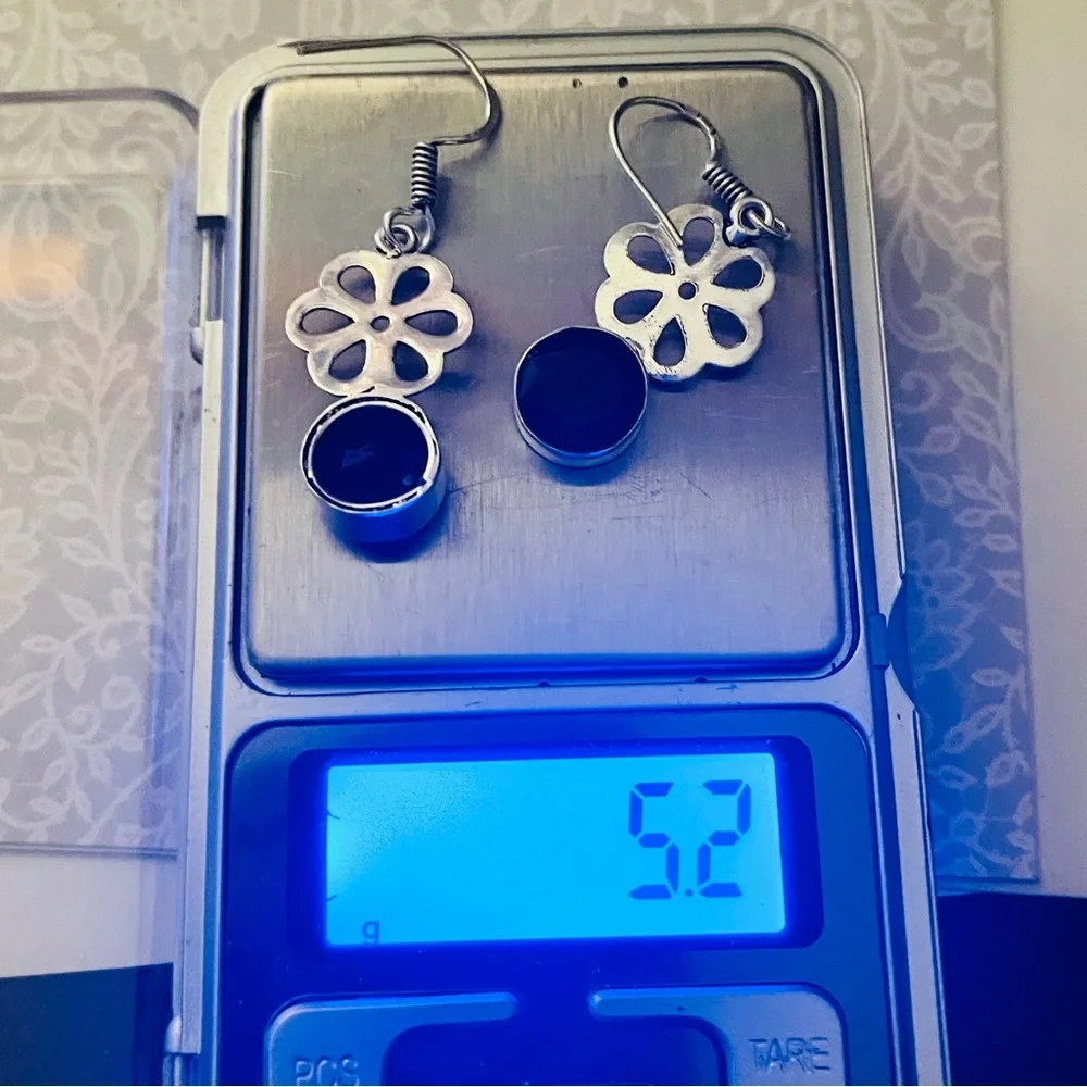 New Artisan 925 Sterling Silver Natural Amethyst Gem Daisy Handmade Earrings